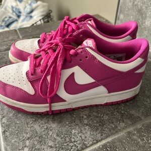 Nike Dunks Low Fushia and White Shoes